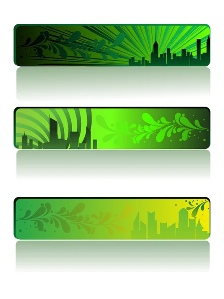 Drei grüne Banner — Stockvektor