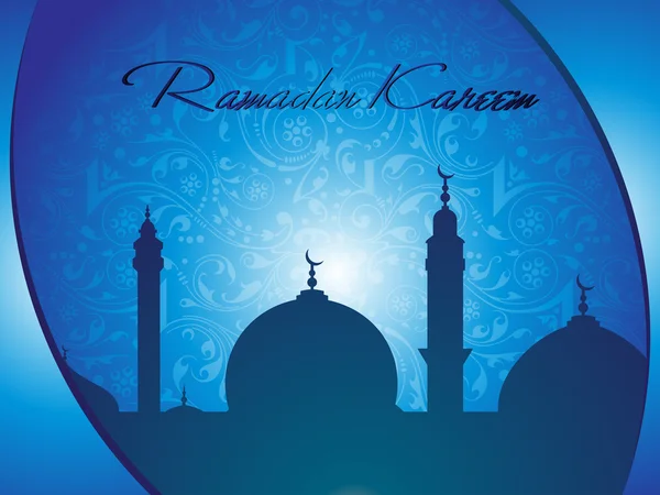Ilustração vetorial para Ramadan Kareem na cor azul . —  Vetores de Stock