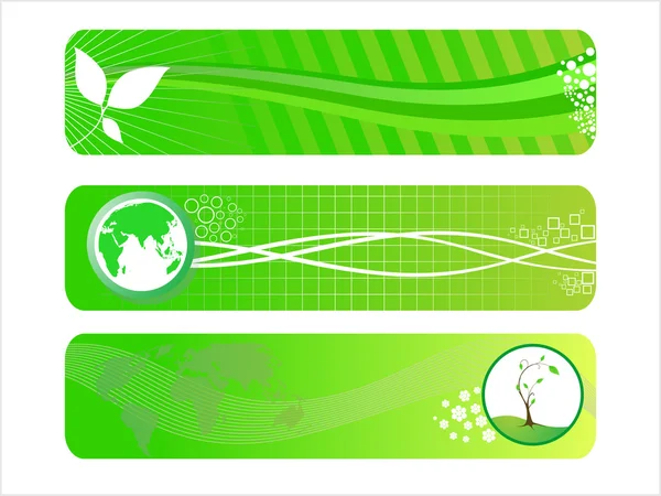 3 つのベクトルのセットに行く緑のヘッダー — ストックベクタ