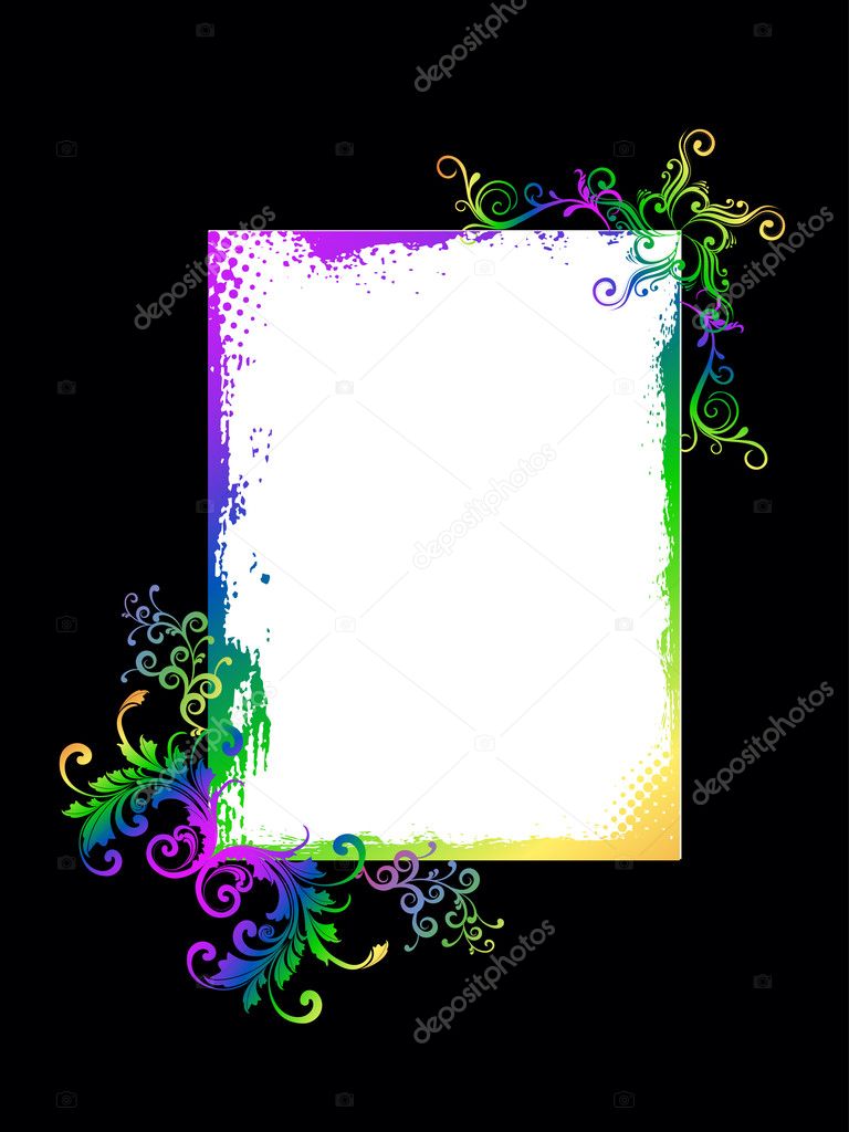 background with grungy floral pattern frame, illustration