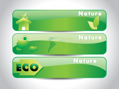 vector set of three nature banner clipart