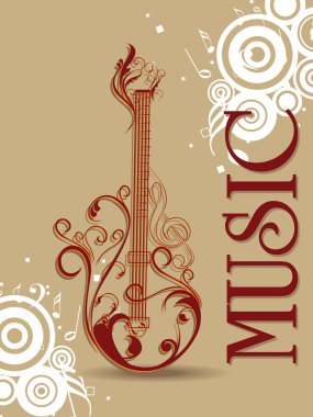 Abstract design background with isolated guitar clipart