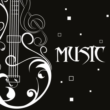 Background with floral design guitar clipart