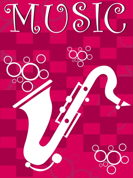 Background with isolated saxophone — Stock Vector