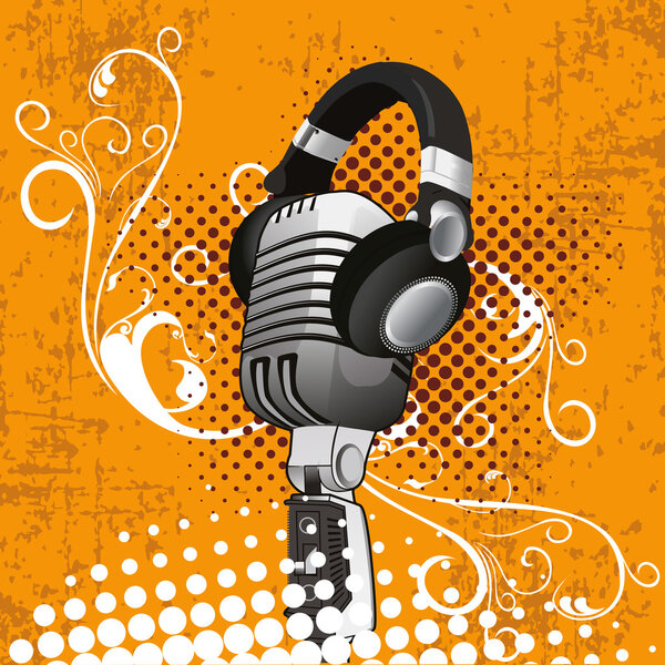 Backgorund с наушниками на микрофоне
