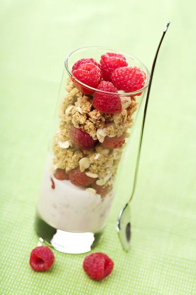 Zboże z jagodami i jogurt — Zdjęcie stockowe
