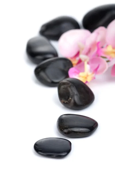 Izole siyah spa taşlar — Stok fotoğraf