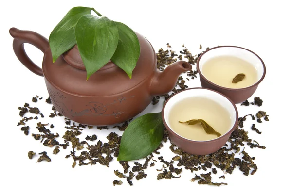 Зелений чай, ізольовані — стокове фото