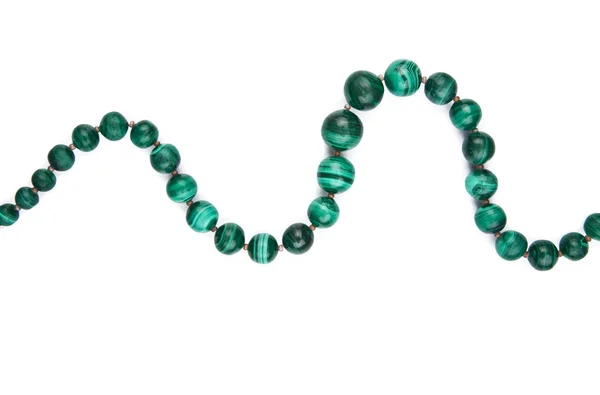 Malachite necklace isolated — Stock Photo, Image