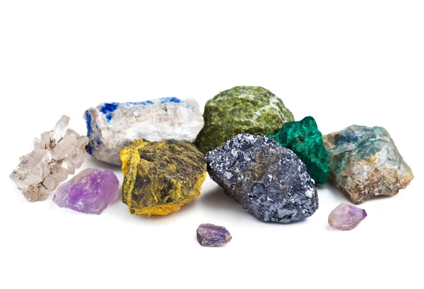 Collectie van mineralen geïsoleerd — Stockfoto