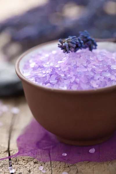Kräutersalz und Lavendel — Stockfoto