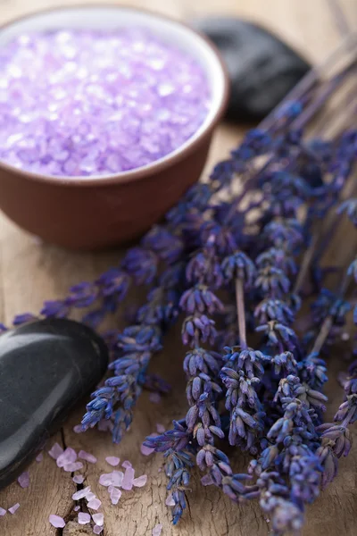 Lavender and herbal salt — Stock Photo, Image