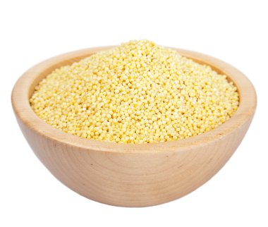 Raw millet in bowl isolated clipart