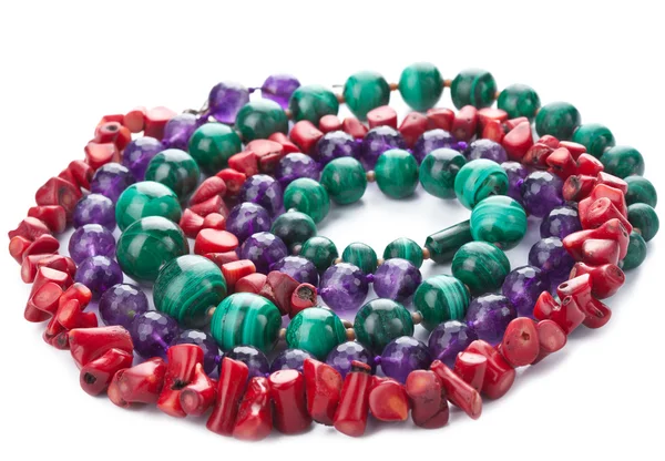Colorful natural necklaces isolated — Stock Photo, Image