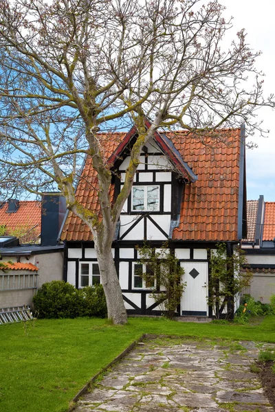 stock image Old house in Visby city at Gotland, Sweden