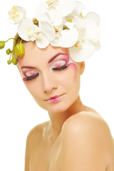 Kreatív make-up a gyönyörű nő — Stock Fotó
