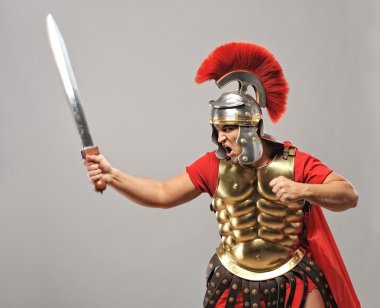 Legionary soldier ready for a war clipart