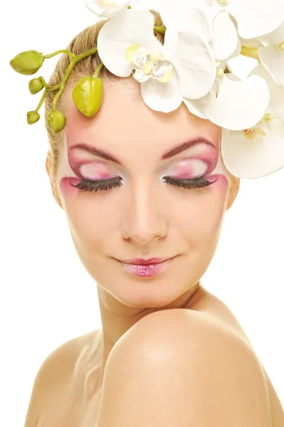 Vacker kvinna med creative make-up — Stockfoto