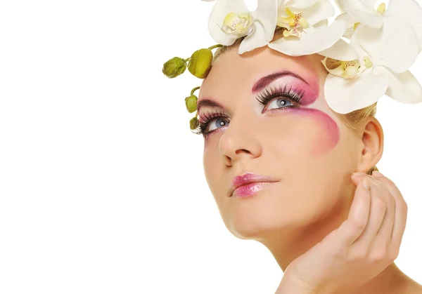 Schöne Frau mit kreativem Make-up — Stockfoto