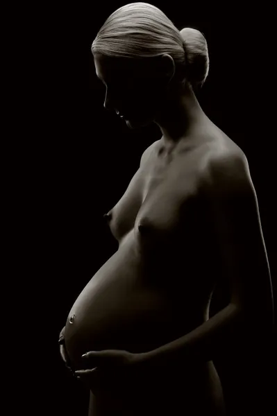 stock image Monochrome picture of a pregnant woman