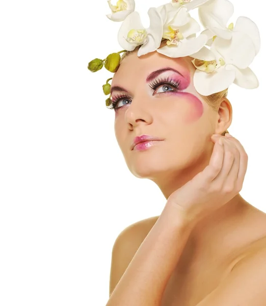 Beautiful woman with creative make-up — Stock Photo, Image