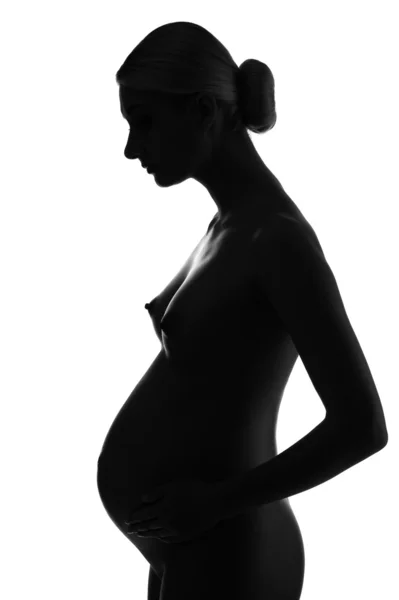 Монохромная фотография беременной женщины — стоковое фото