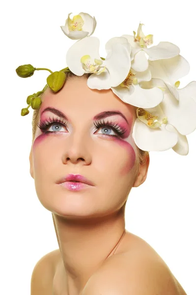 Piękna kobieta z kreatywnych makijaż — Zdjęcie stockowe