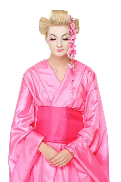 Porträtt av en bedjande geisha — Stockfoto