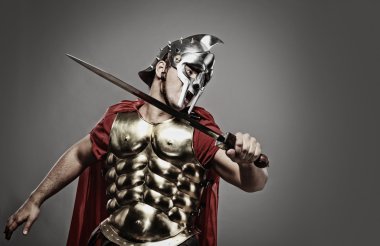 Legionary soldier ready for a fight clipart