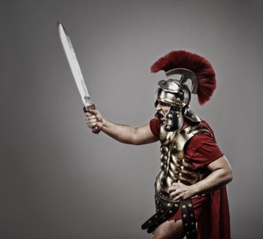 Legionary soldier ready for a war clipart