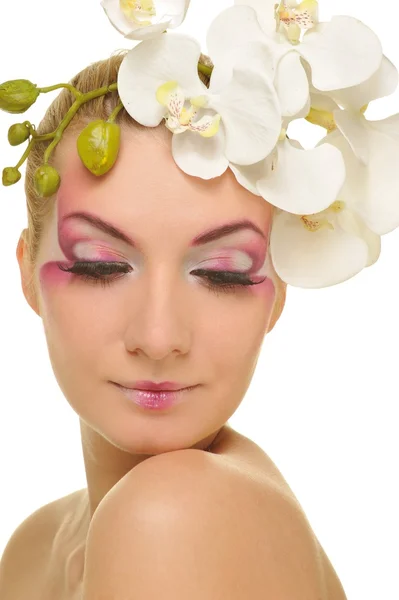 Mulher bonita com maquiagem criativa — Fotografia de Stock