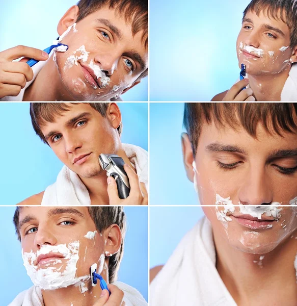 Collage de un joven afeitado —  Fotos de Stock