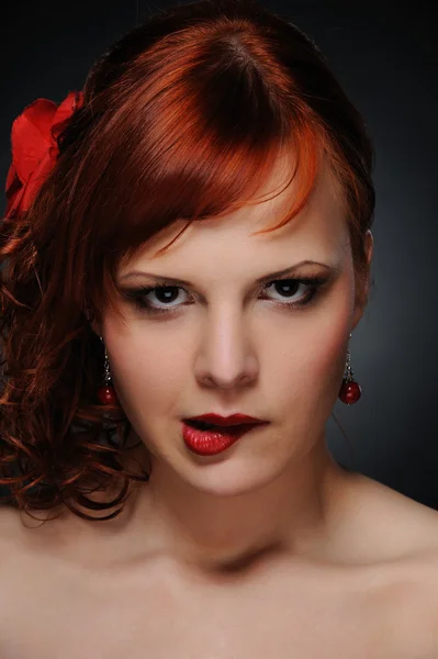 Bella rossa donna — Foto Stock