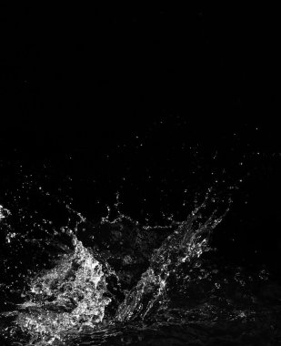 Stylish water splash. Isolated on black background clipart