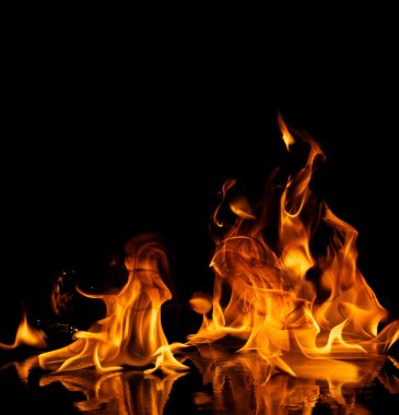 Beautiful stylish fire flames reflected in water clipart