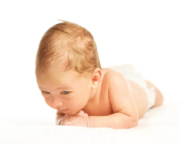 Bebê bonito isolado em branco — Fotografia de Stock