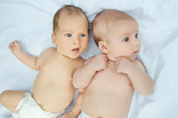 Dois bebês recém-nascidos adoráveis — Fotografia de Stock