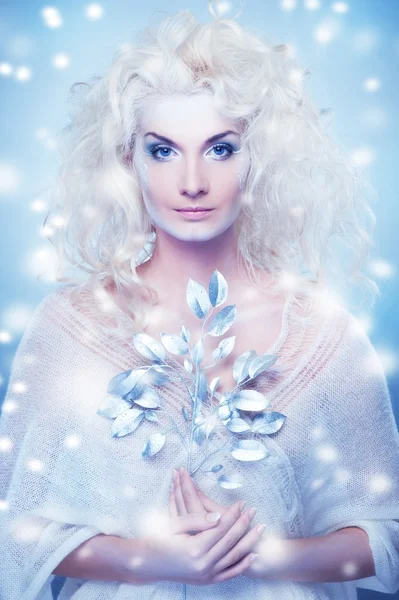 Snow queen with a magic twig — Stock Photo, Image