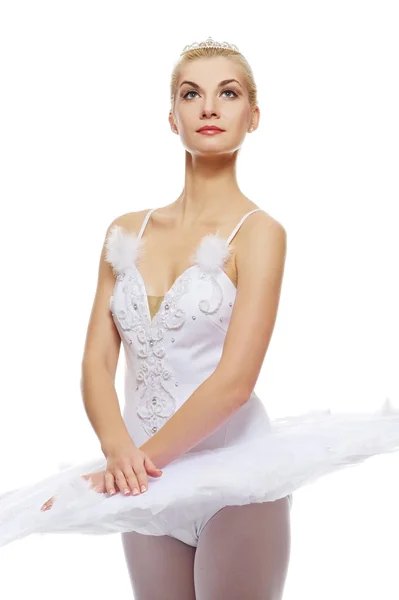 Schöne Balletttänzerin isoliert auf weißem Hintergrund — Stockfoto