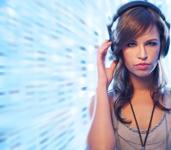 Attractive woman with headphones — Stock Photo, Image