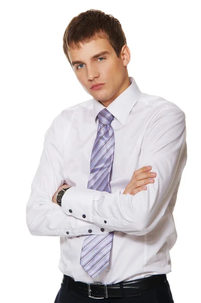 Молодой бизнесмен изолирован на белом — стоковое фото