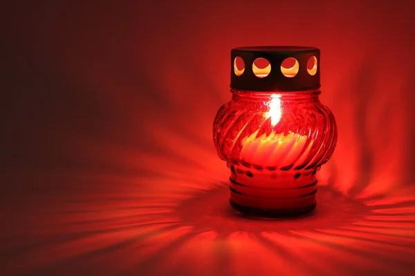 Memory lantern with burning candle Stock Photo