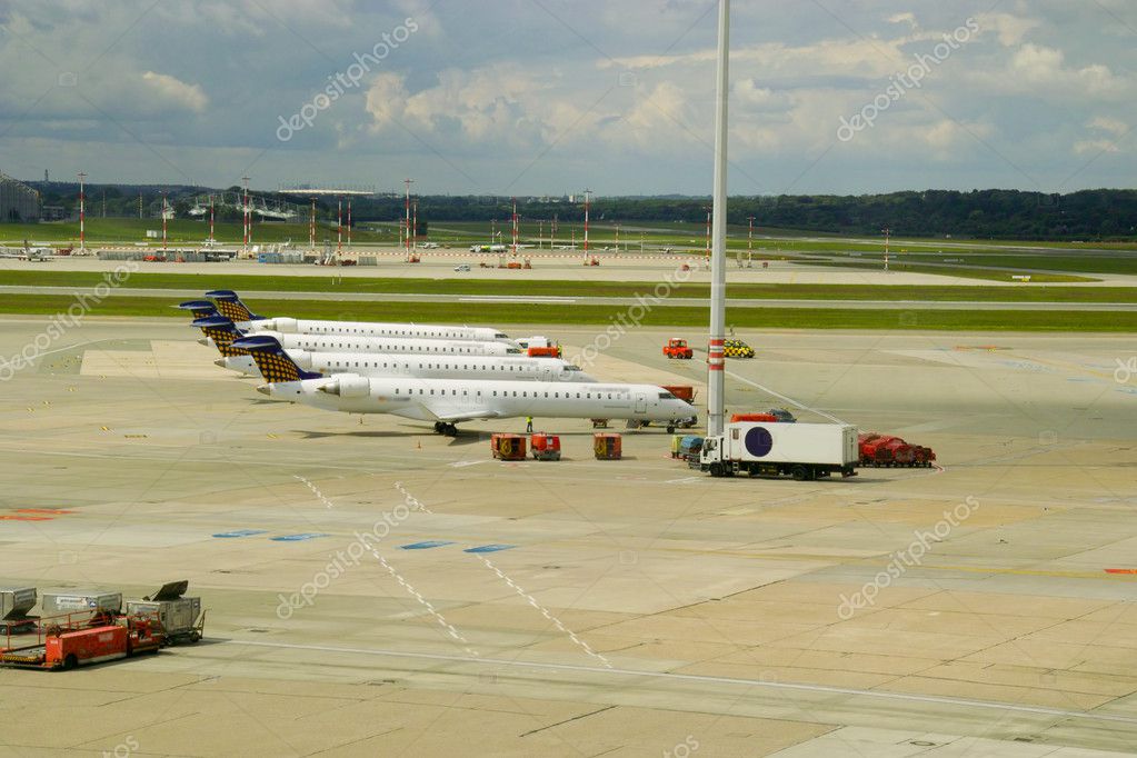 Airport airfield with Airplanes Stock Photo by ©wolandmaster 6264586