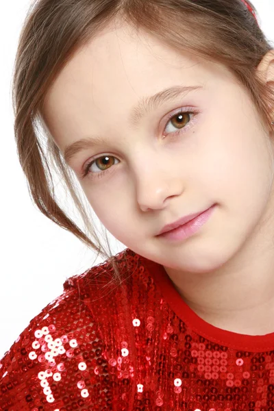 Fashion girl portrait on a white background — Stock Photo, Image