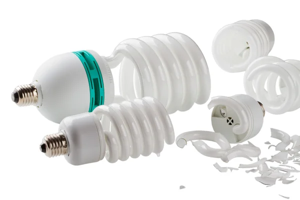 Energia quebrada economizando lâmpadas — Fotografia de Stock