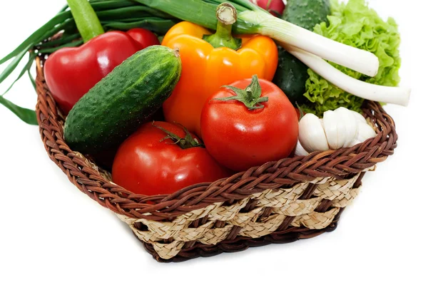 Wattled basket with vegetable — Stock Photo, Image