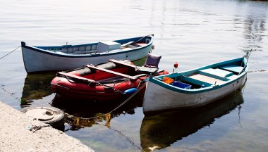 Boats coasted at the sea coast clipart