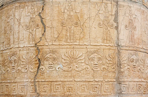 Antigas colunas pintadas gregas antigas — Fotografia de Stock