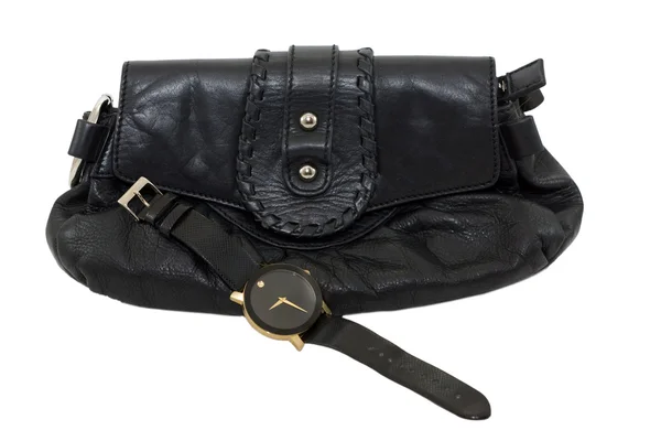 Orologio e borsetta da donna — Foto Stock