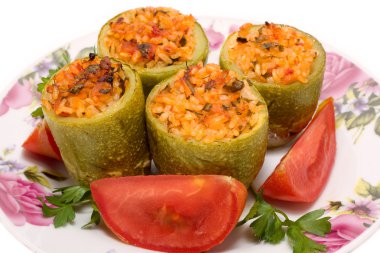 Zucchini stuffed with meat and rice clipart